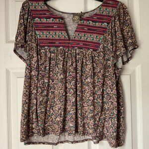 Anthropologie Abouet Embroidered Top